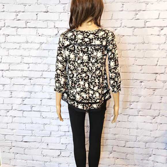 ANTHROPOLOGIE - Maeve Boho black floral blouse with cutout detailing - Picture 9 of 12